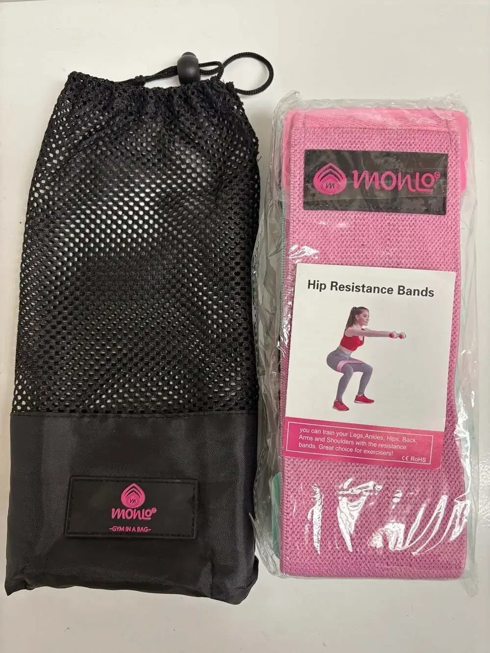 MONLO Hip Resistance Bands Set – Fabric Exercise Bands with Carry Bag for Glutes